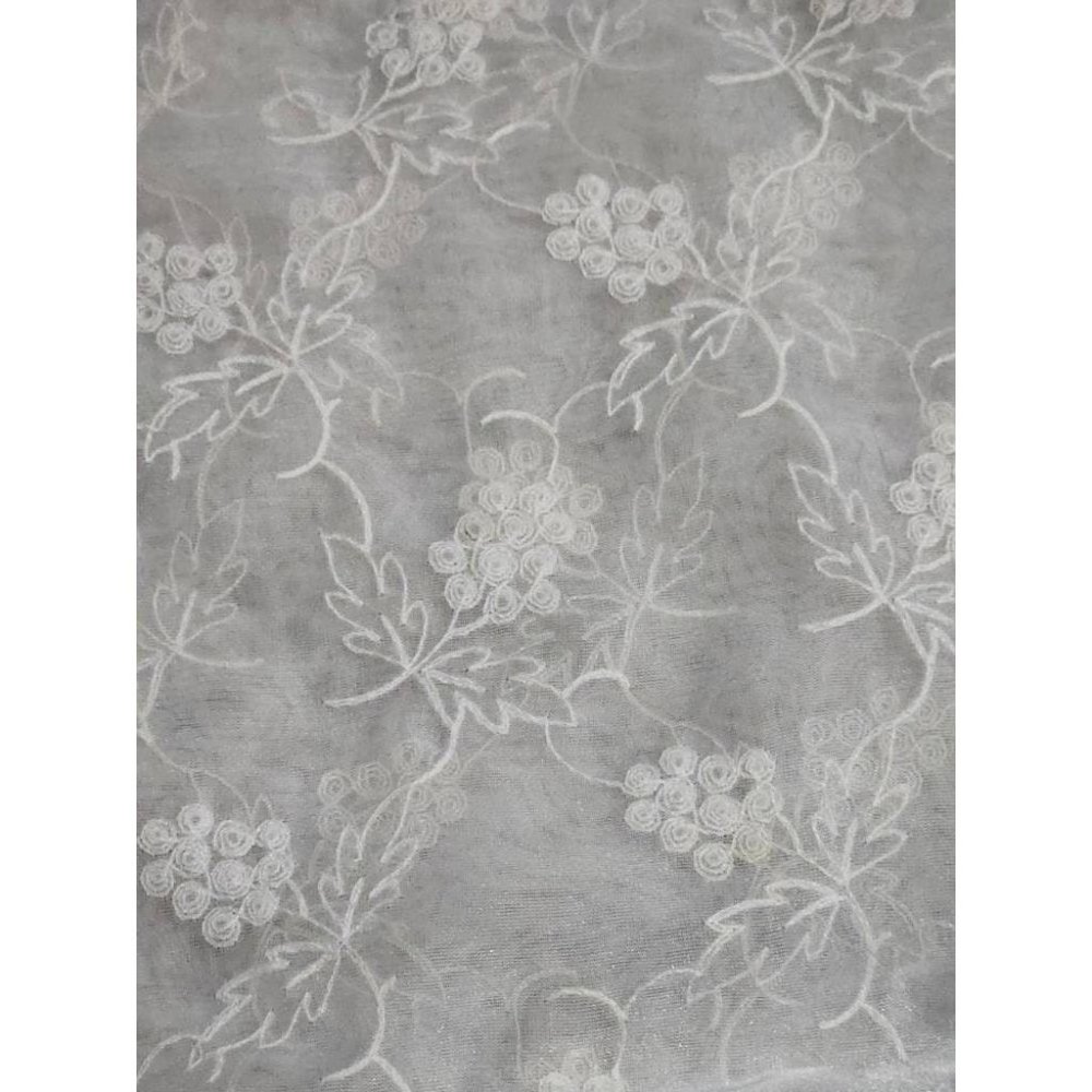 Vintage Sheer and Lace Off-White Needlepoint Grape Vine Tablecloth